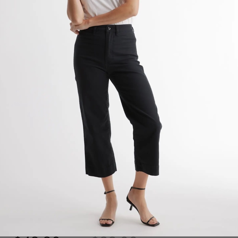 Quince Organic Stretch Cotton Twill, Washed Black, Cropped, size 32